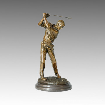 Esportes Estátua Jogador Golf Bronze Escultura, Milo TPE-025